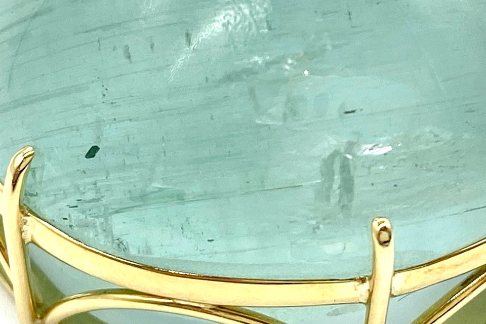 Aquamarine Cat’s Eye K18アクアマリンキャッツアイ ダイヤモンドペントップ (NO.49915)