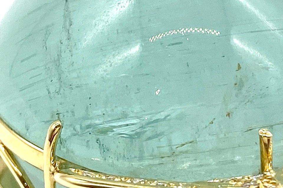 Aquamarine Cat’s Eye K18アクアマリンキャッツアイ ダイヤモンドペントップ (NO.49915)