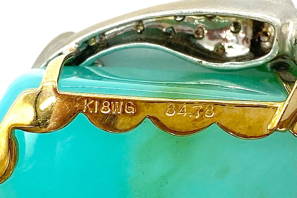 Blue Opal K18/WGブルーオパール ダイヤモンド サファイヤペンダント (NO.49920)