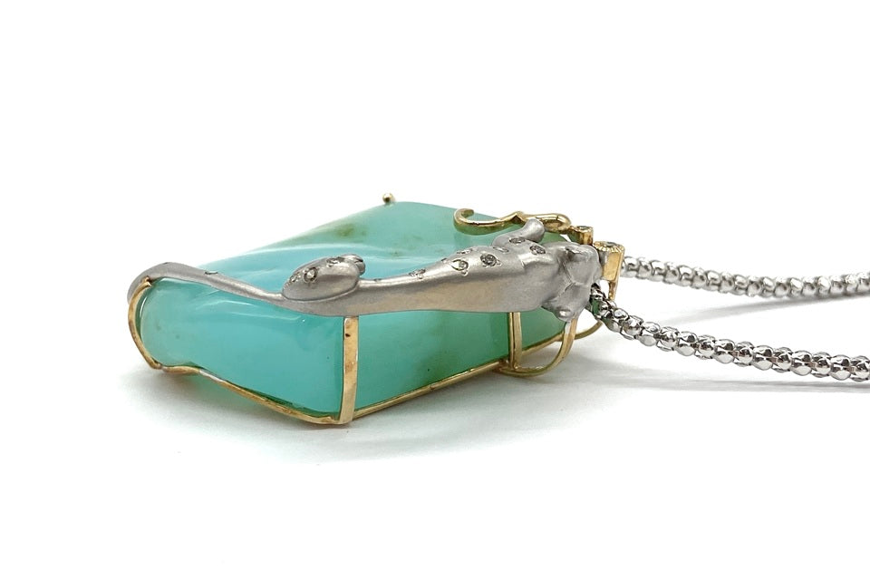 Blue Opal K18/WGブルーオパール ダイヤモンド サファイヤペンダント (NO.49920)