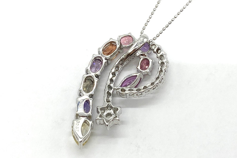 Color Sapphire K18WGカラーサファイヤ ダイヤモンドペンダント (NO.49931)