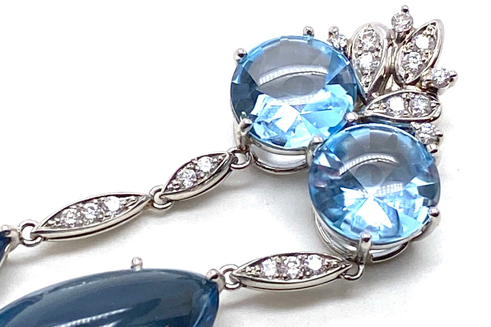 Blue Topaz Pt900ブルートパーズ ダイヤモンドペントップ (NO.49935)