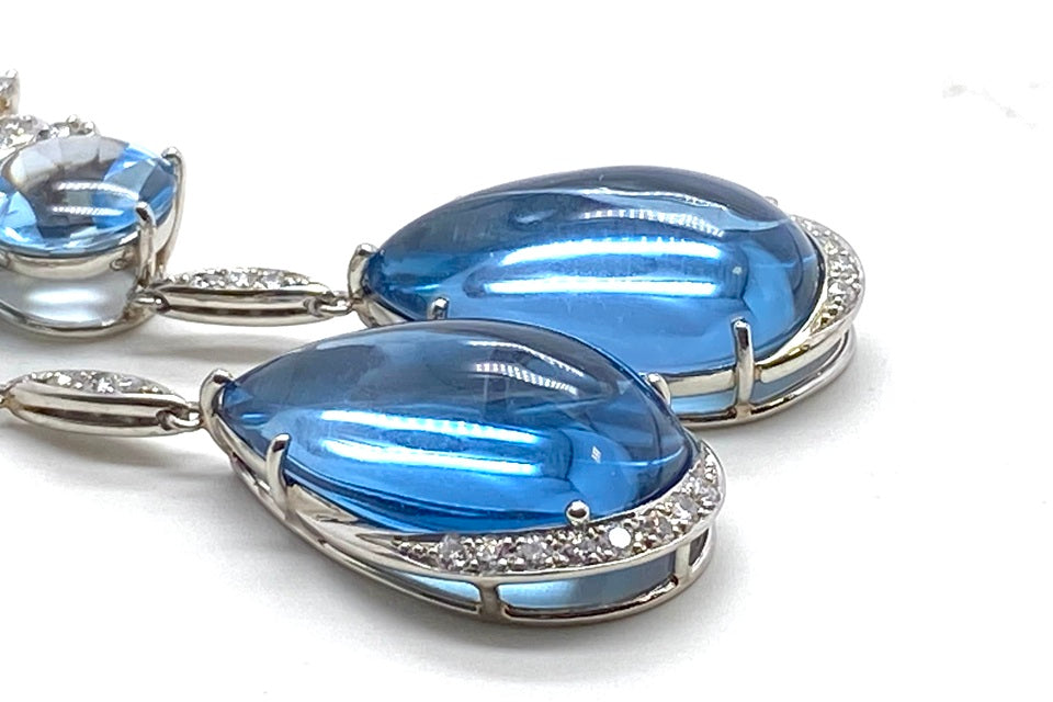Blue Topaz Pt900ブルートパーズ ダイヤモンドペントップ (NO.49935)