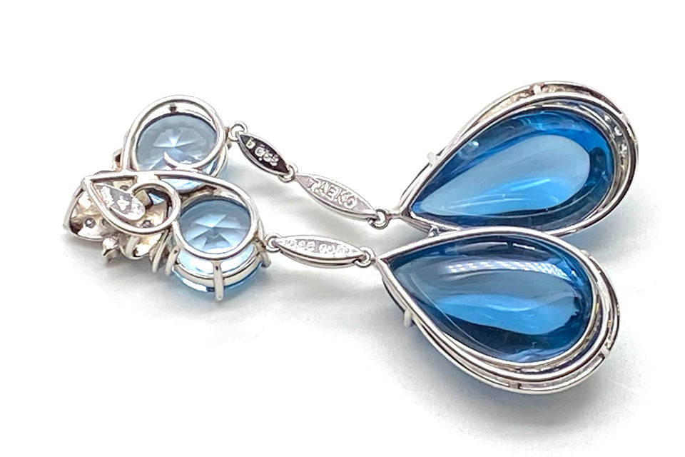 Blue Topaz Pt900ブルートパーズ ダイヤモンドペントップ (NO.49935)