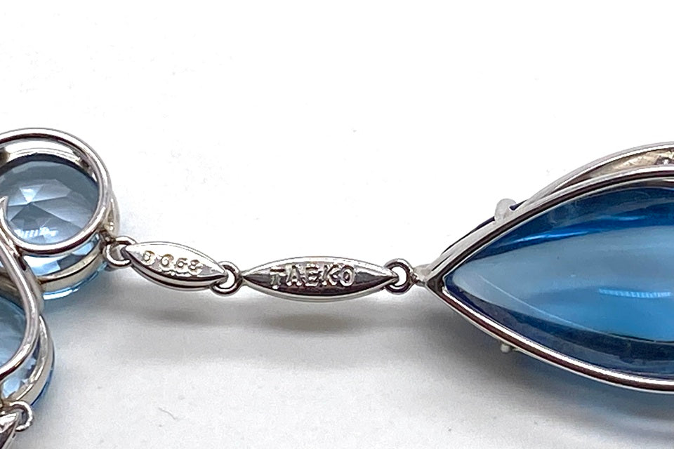 Blue Topaz Pt900ブルートパーズ ダイヤモンドペントップ (NO.49935)