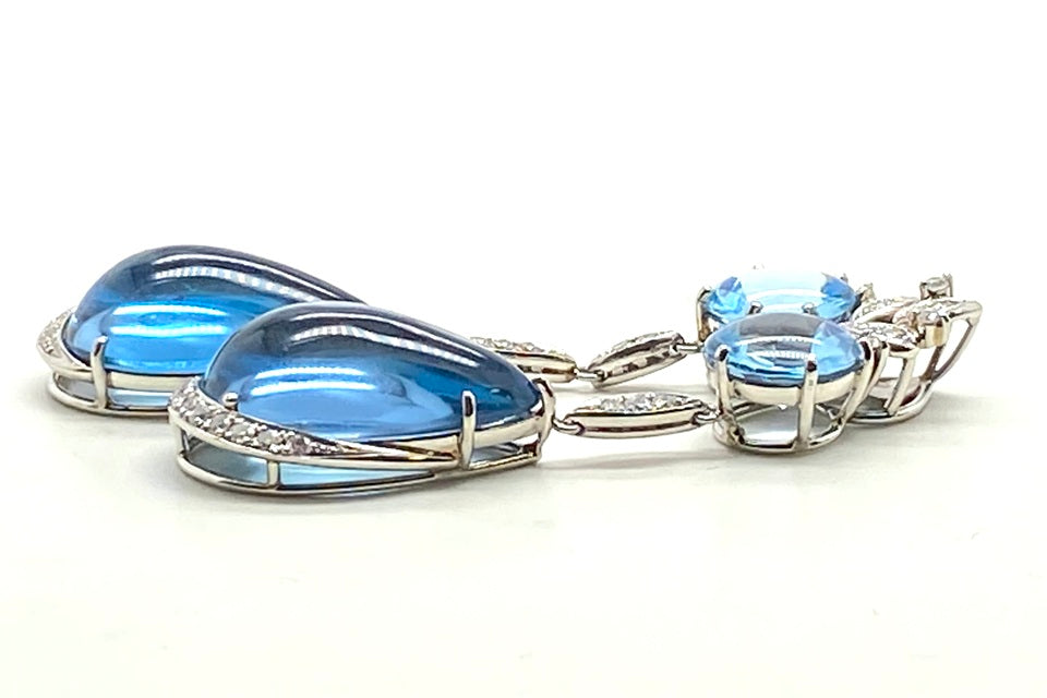 Blue Topaz Pt900ブルートパーズ ダイヤモンドペントップ (NO.49935)