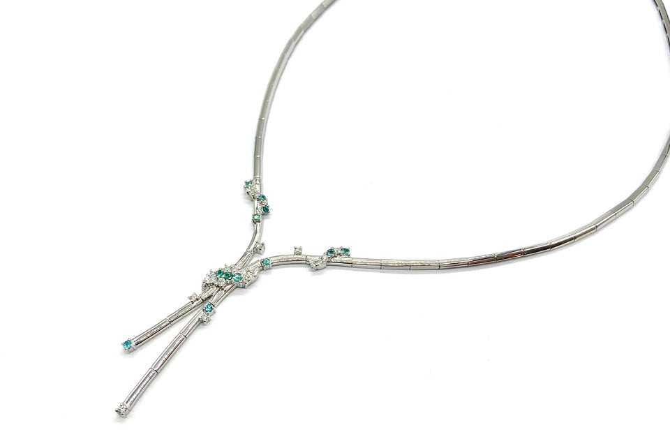 Tourmaline K18WGパライバカラートルマリン ダイヤモンドネックレス (NO.49976)