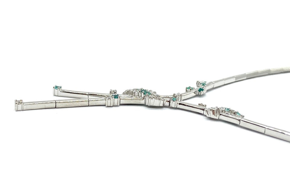 Tourmaline K18WGパライバカラートルマリン ダイヤモンドネックレス (NO.49976)