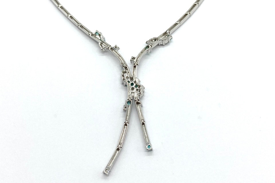 Tourmaline K18WGパライバカラートルマリン ダイヤモンドネックレス (NO.49976)