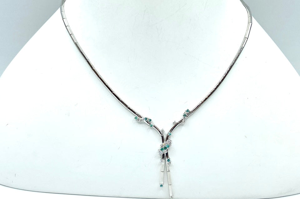 Tourmaline K18WGパライバカラートルマリン ダイヤモンドネックレス (NO.49976)