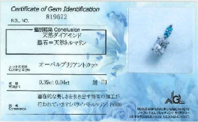 Diamond Pt900/850(NC )ダイヤモンド パライバカラートルマリンペンダント (NO.50049)