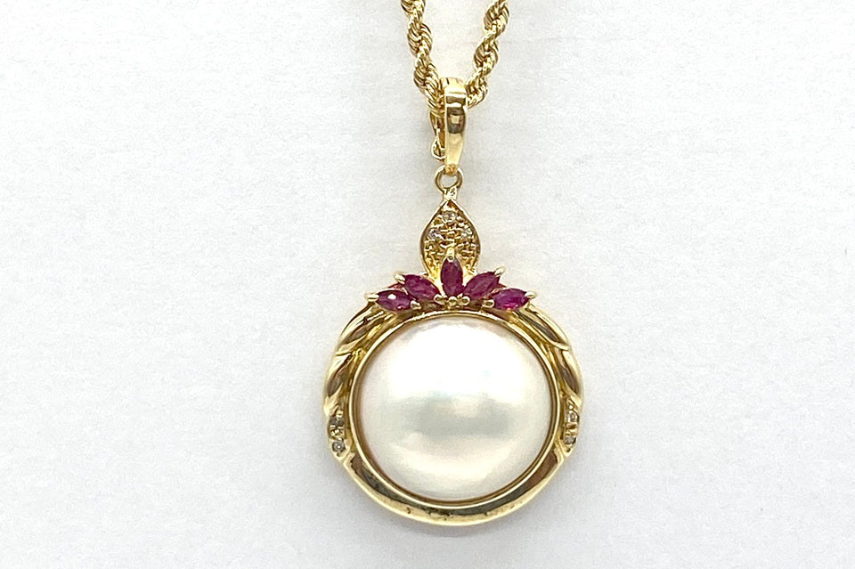 Ma Be Pearl K18マベパール ルビー ダイヤモンドペンダント (NO.50062)