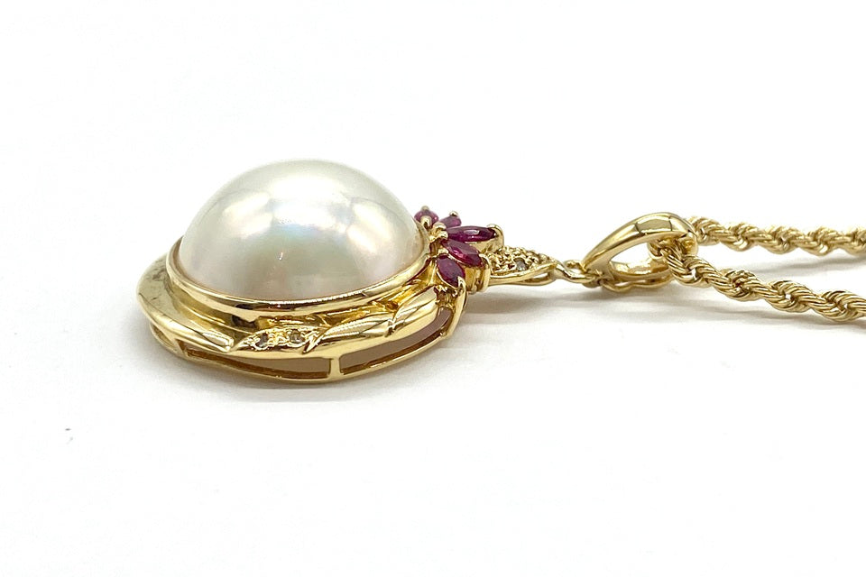 Ma Be Pearl K18マベパール ルビー ダイヤモンドペンダント (NO.50062)