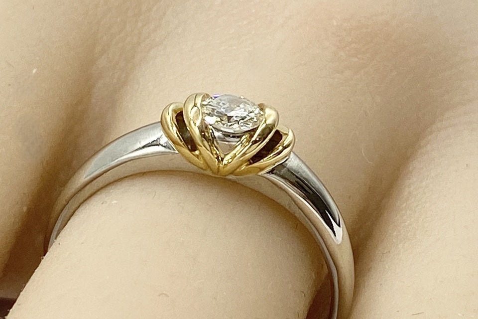 Diamond Pt900/K18ダイヤモンドリング (NO.50095)