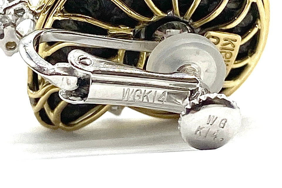 Ammonite K18WG/K14WG(留具)アンモナイト化石 ダイヤモンドイヤリング (NO.50102)