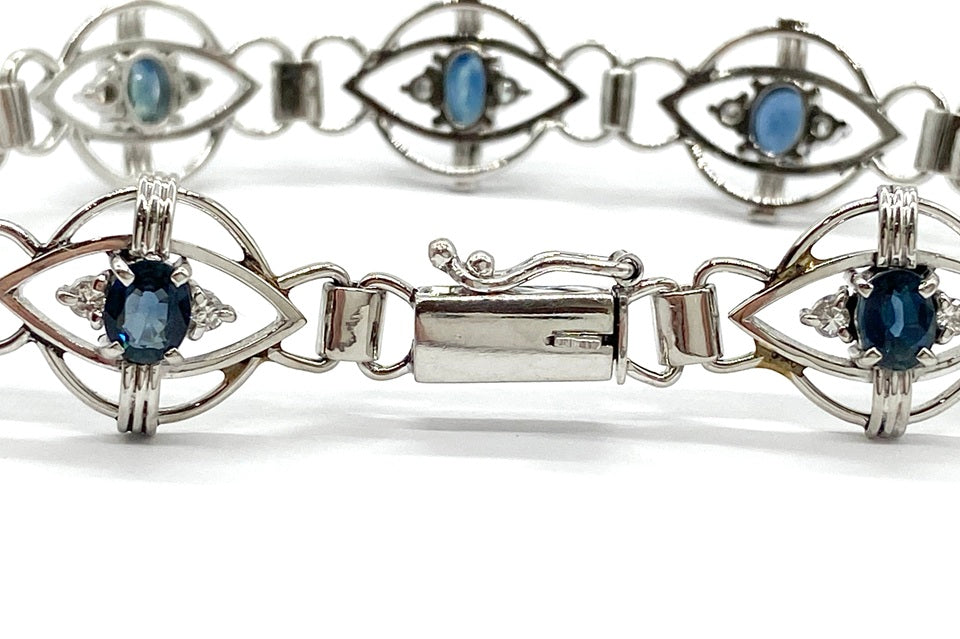 Sapphire Pt900サファイヤ ダイヤモンドブレスレット (NO.50131)