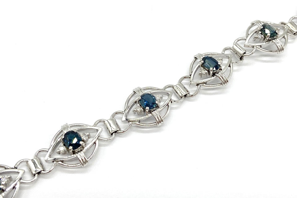 Sapphire Pt900サファイヤ ダイヤモンドブレスレット (NO.50131)