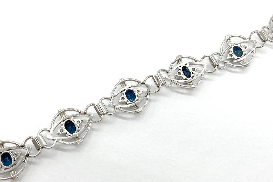 Sapphire Pt900サファイヤ ダイヤモンドブレスレット (NO.50131)