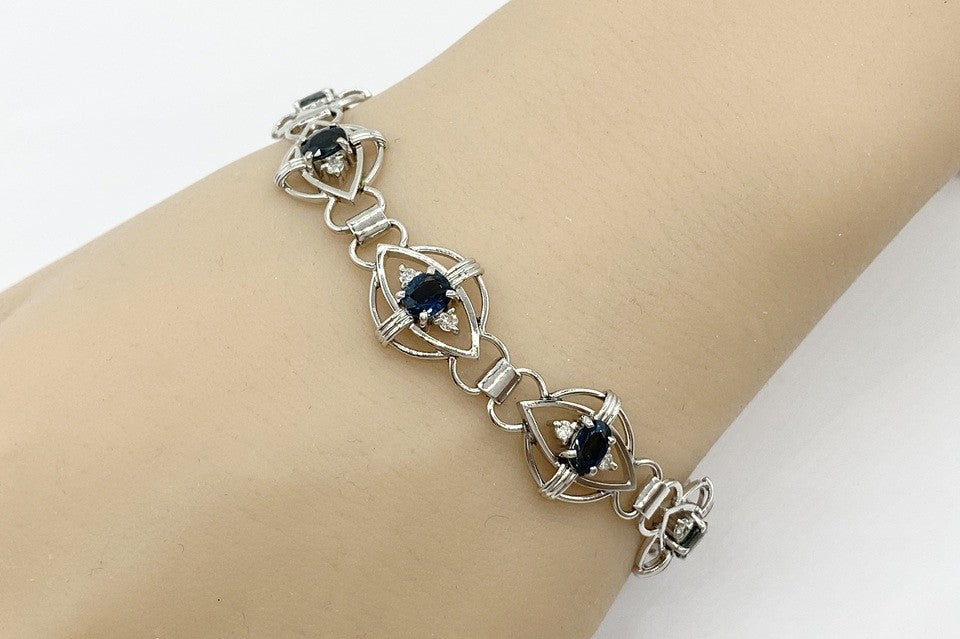 Sapphire Pt900サファイヤ ダイヤモンドブレスレット (NO.50131)