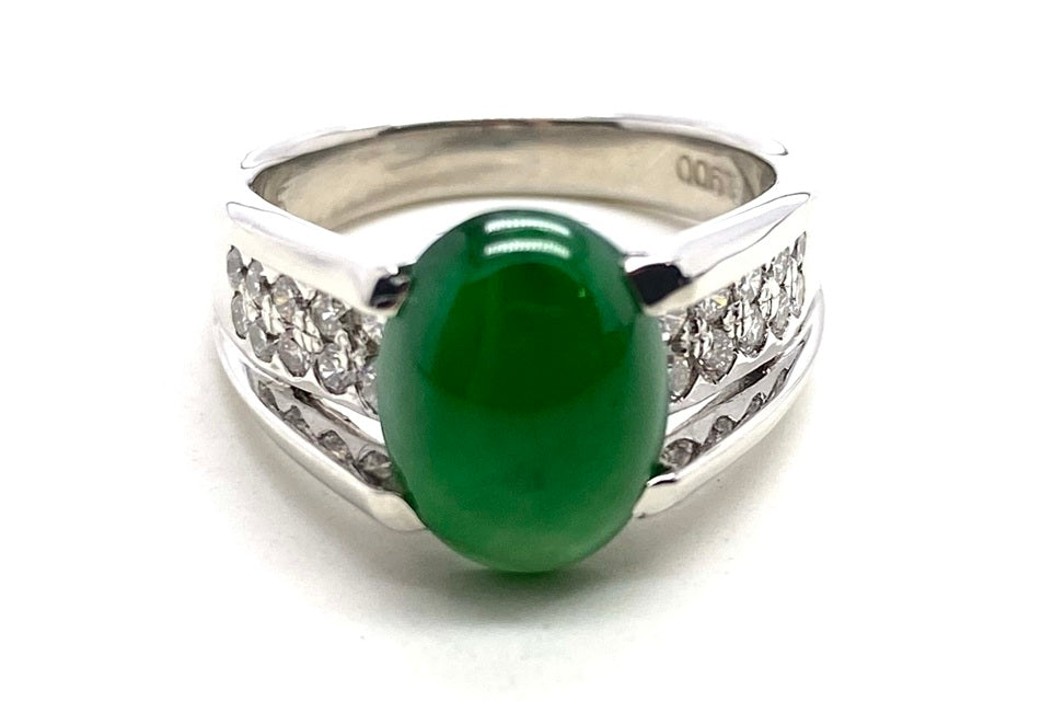 Jadeite Pt900翡翠 ダイヤモンドリング (NO.50148)