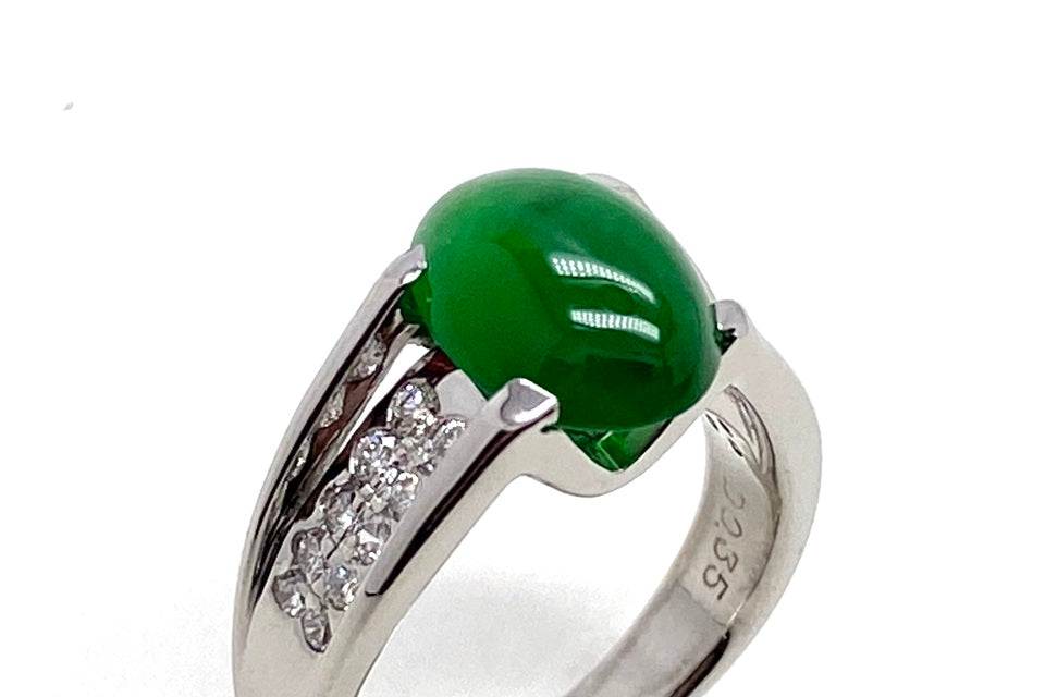 Jadeite Pt900翡翠 ダイヤモンドリング (NO.50148)