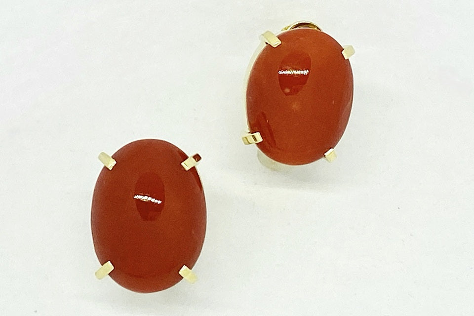 Coral K18赤珊瑚イヤリング (NO.50217)