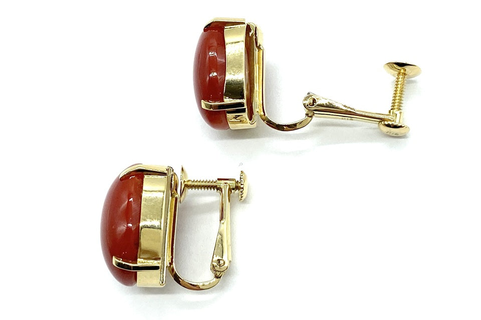 Coral K18赤珊瑚イヤリング (NO.50217)