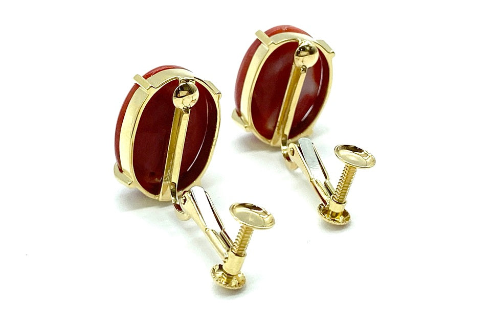 Coral K18赤珊瑚イヤリング (NO.50217)