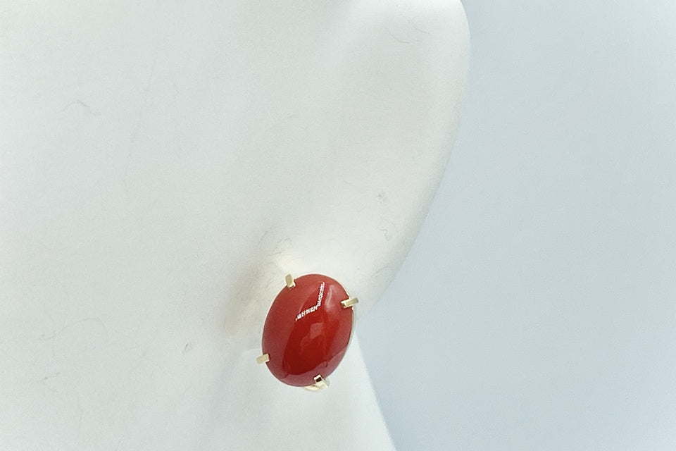 Coral K18赤珊瑚イヤリング (NO.50217)