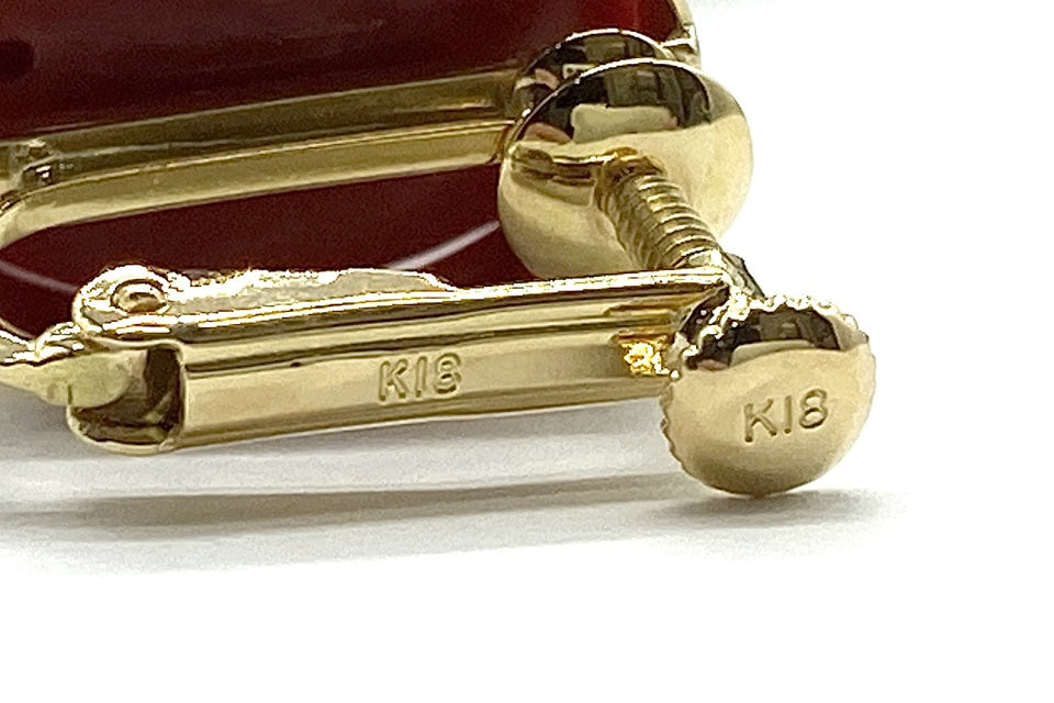 Coral K18赤珊瑚イヤリング (NO.50217)