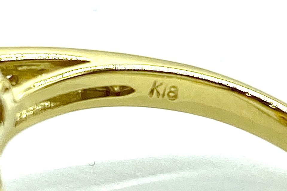 Citrine K18シトリン ダイヤモンド　ベビーパールリング(NO.50223)