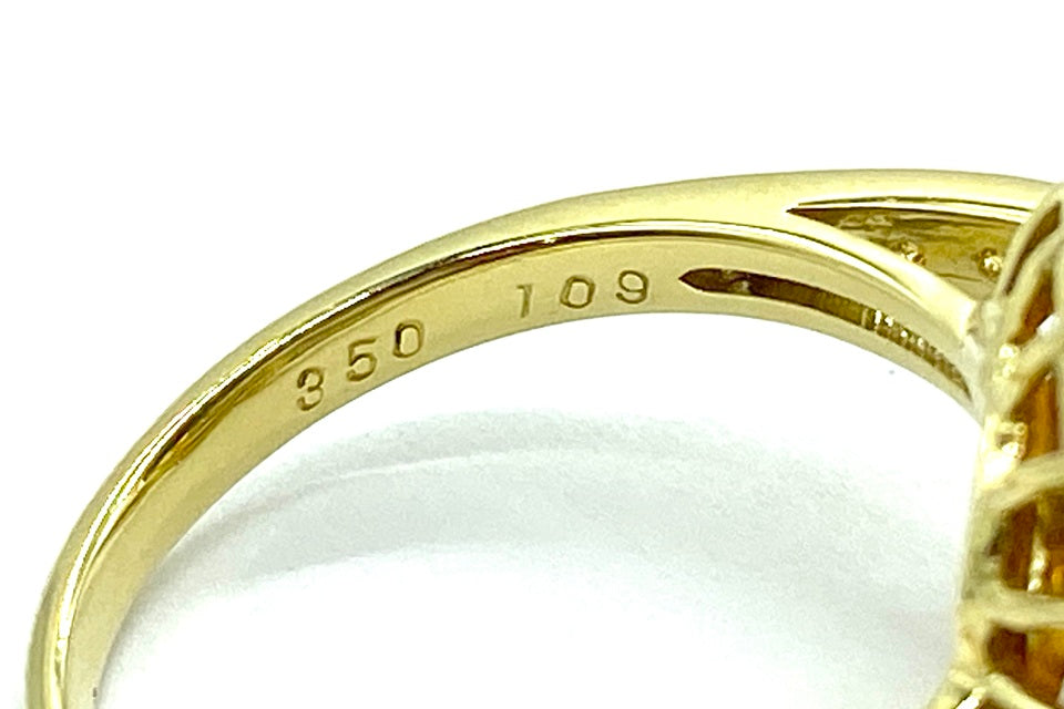 Citrine K18シトリン ダイヤモンド　ベビーパールリング(NO.50223)