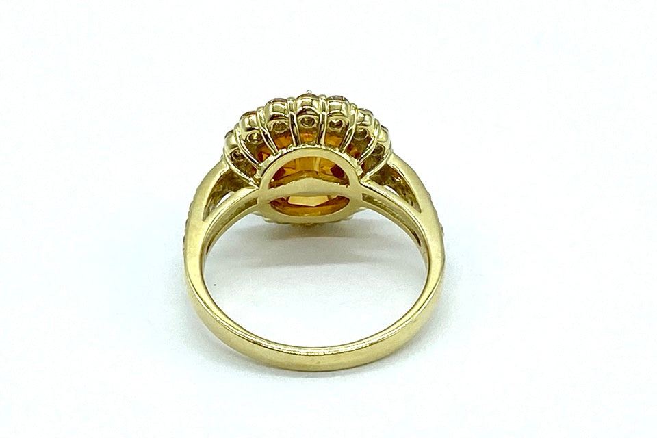 Citrine K18シトリン ダイヤモンド　ベビーパールリング(NO.50223)