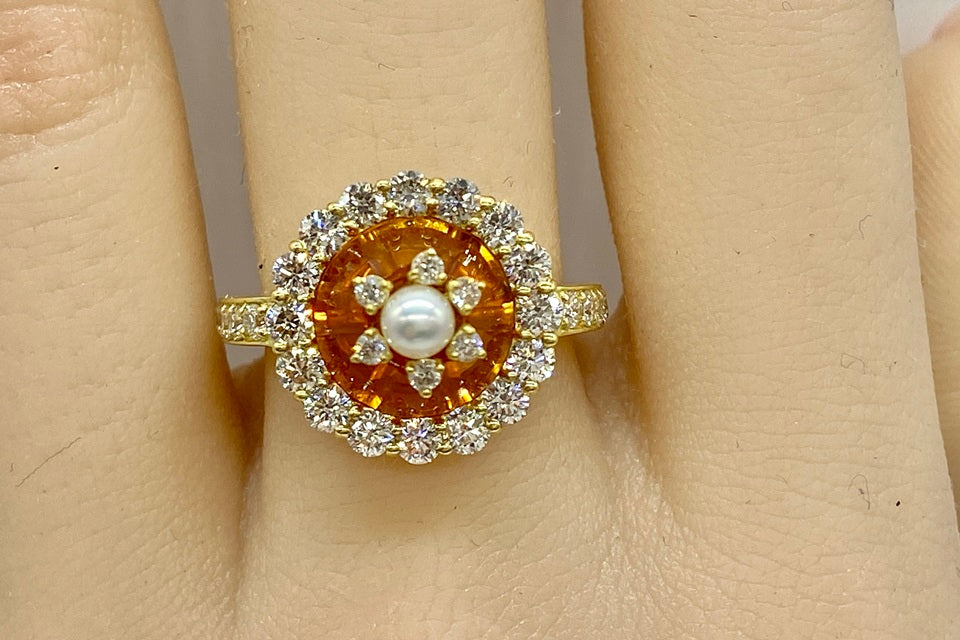 k18リング スリーパール パールリング TR2662 K18イエローゴールド チェカ | cheka Diamond