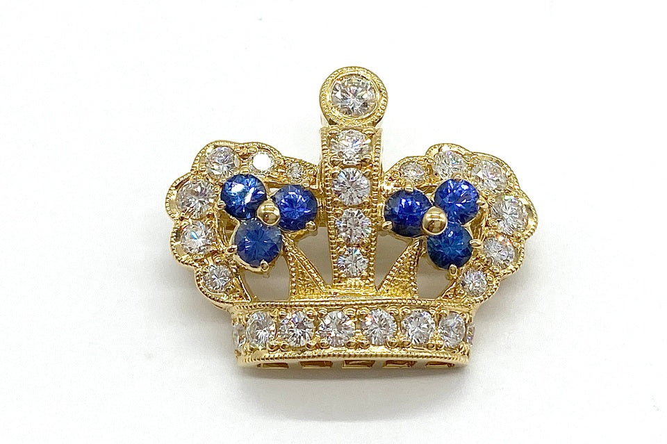 Sapphire K18サファイヤ ダイヤモンド　ブローチ兼タイタック (NO.50226)
