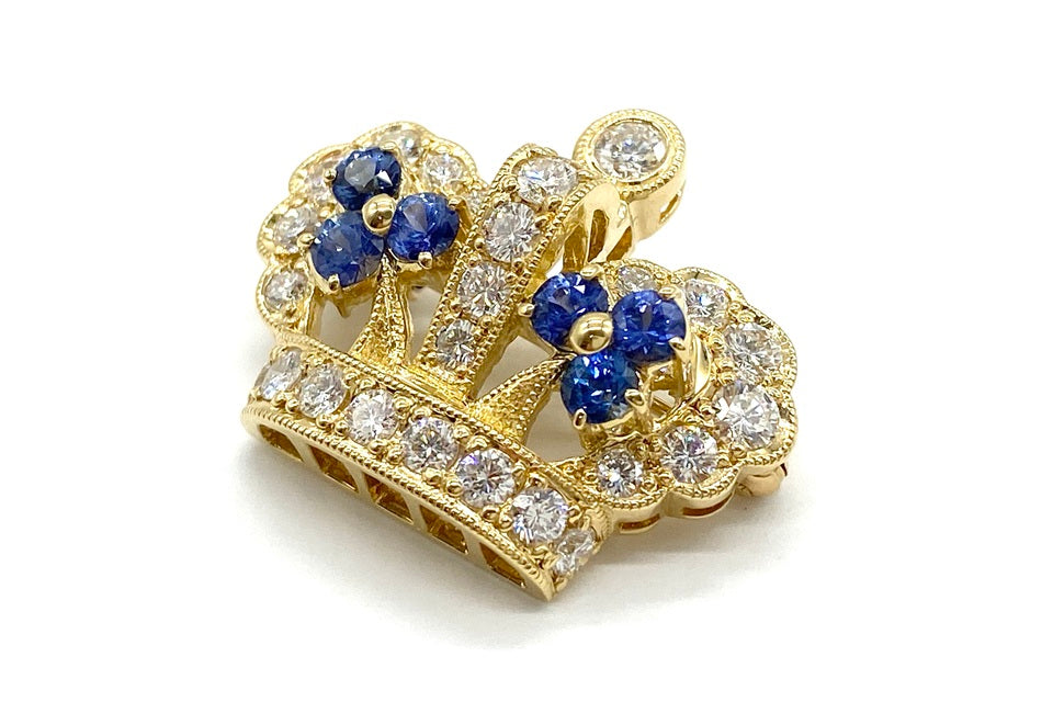 Sapphire K18サファイヤ ダイヤモンド　ブローチ兼タイタック (NO.50226)
