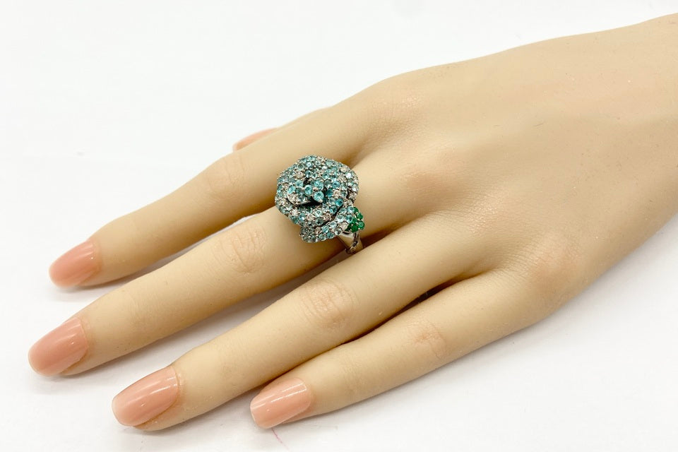 Paraiba Tourmaline K18WGパライバカラートルマリン ダイヤモンド エメラルドリング (NO.50247)