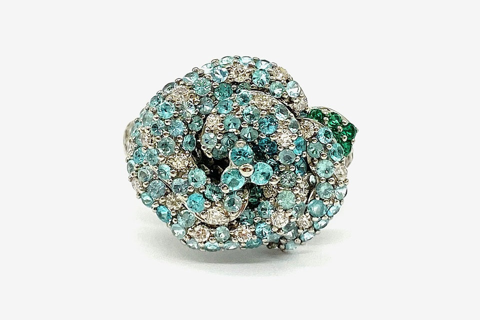 Paraiba Tourmaline K18WGパライバカラートルマリン ダイヤモンド エメラルドリング (NO.50247)