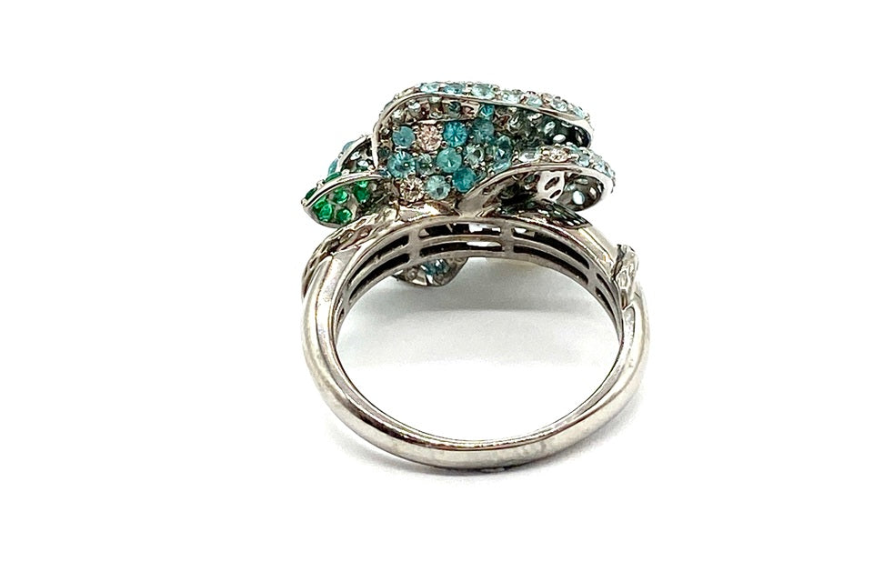 Paraiba Tourmaline K18WGパライバカラートルマリン ダイヤモンド エメラルドリング (NO.50247)