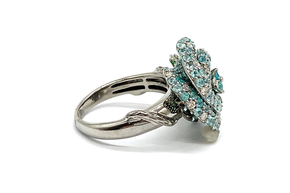 Paraiba Tourmaline K18WGパライバカラートルマリン ダイヤモンド エメラルドリング (NO.50247)