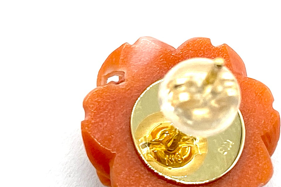 Coral K18珊瑚ピアス(NO.50297)