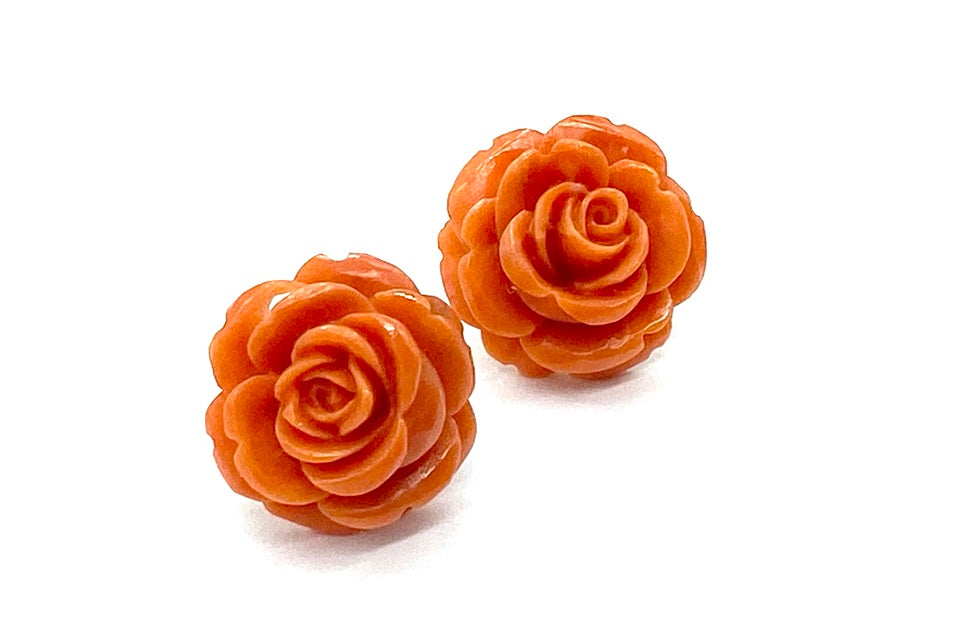 Coral K18珊瑚ピアス(NO.50297)