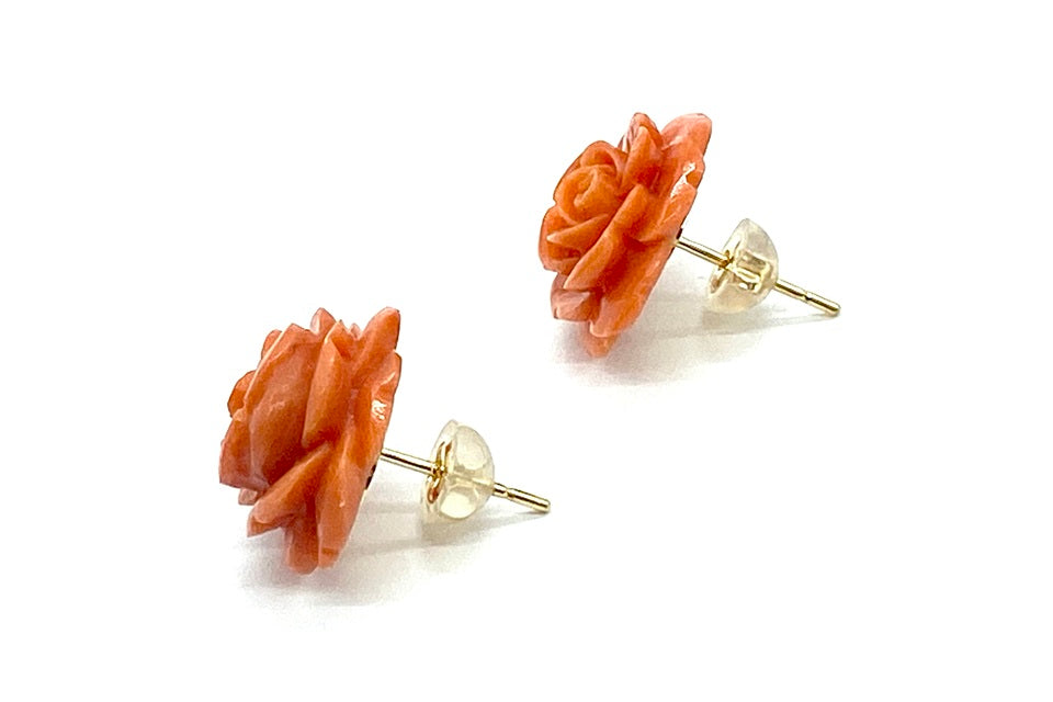 Coral K18珊瑚ピアス(NO.50297)