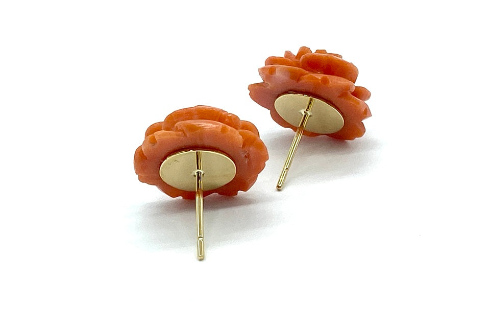 Coral K18珊瑚ピアス(NO.50297)