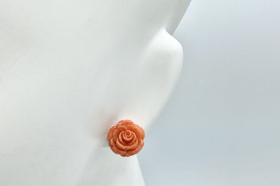 Coral K18珊瑚ピアス(NO.50297)