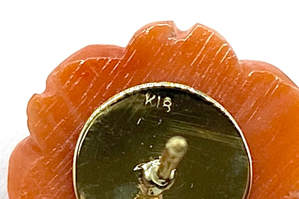 Coral K18珊瑚ピアス(NO.50297)