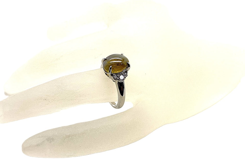 Chrysoberyl Cat's Eye Pt900クリソベリルキャッツアイ ダイヤモンド