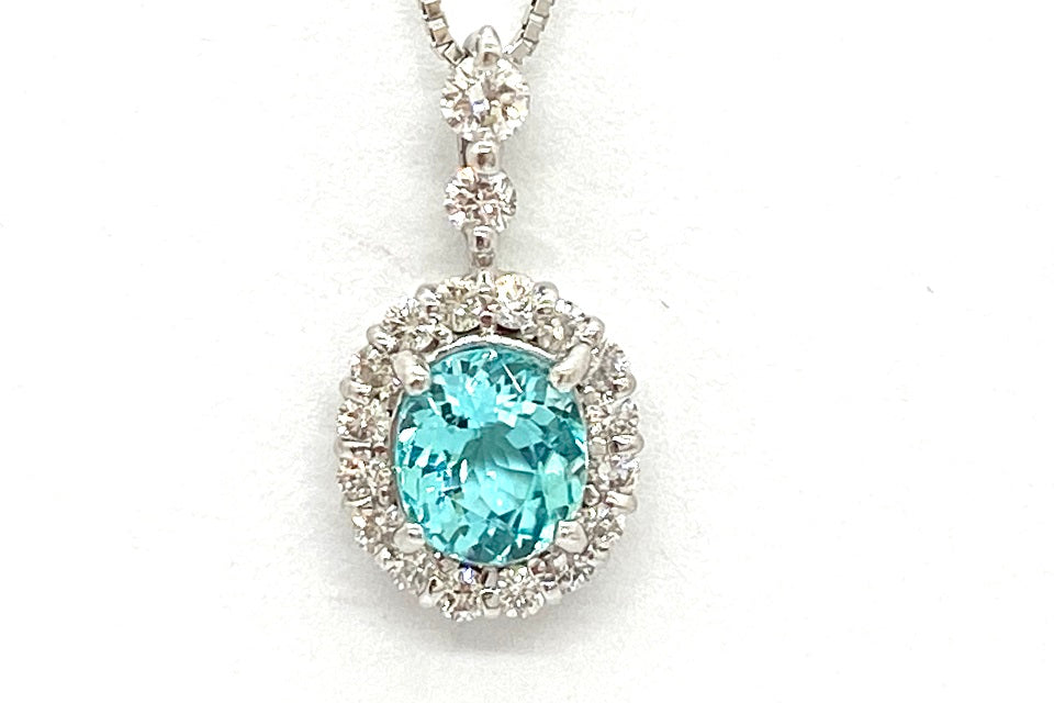 Paraiba Tourmaline K18WGパライバトルマリン ダイヤモンドペンダント (NO.61941-B)