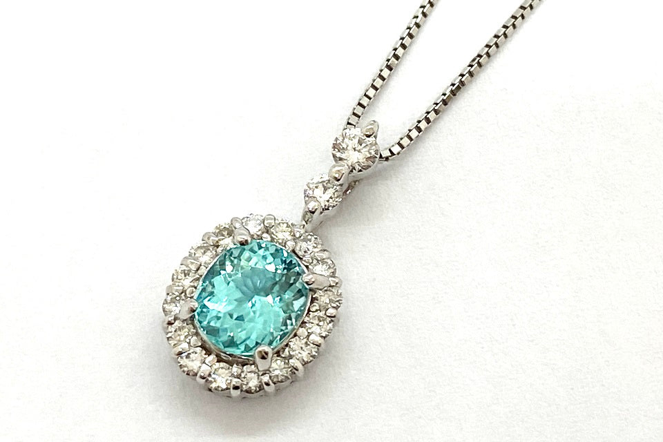 Paraiba Tourmaline K18WGパライバトルマリン ダイヤモンドペンダント (NO.61941)