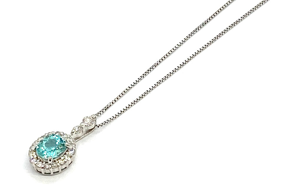 Paraiba Tourmaline K18WGパライバトルマリン ダイヤモンドペンダント (NO.61941)